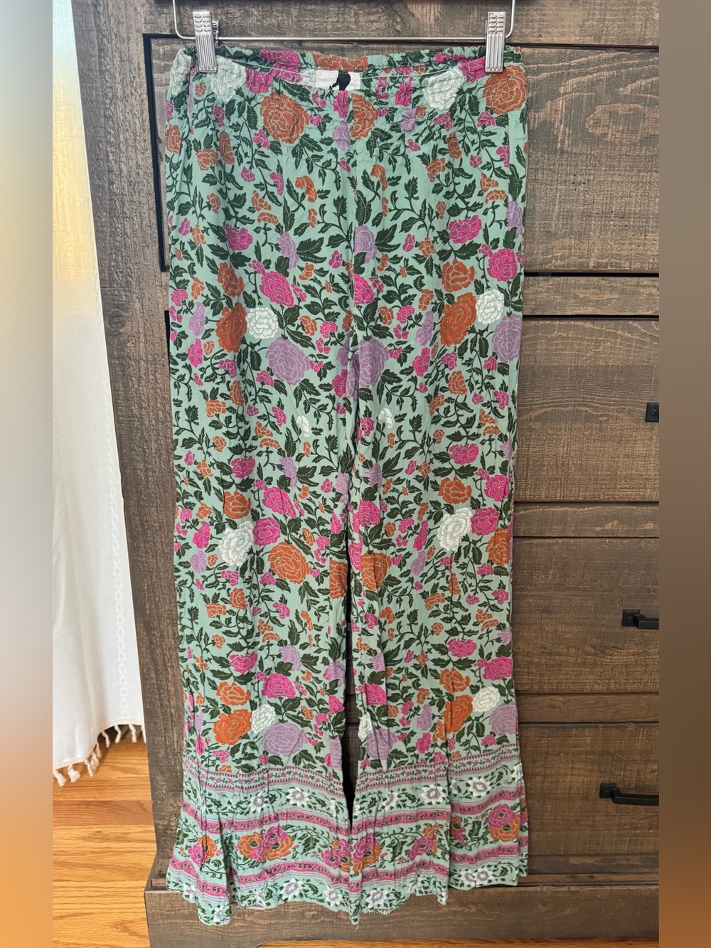 Blvck Market Floral Wide-Leg Pants with Pink, Orange & Purple Blooms